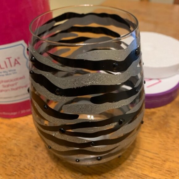 Enesco Designs by Lolita Sophisticated Safari Hand-Painted Artisan Stemless Wine - Picture 2 of 7